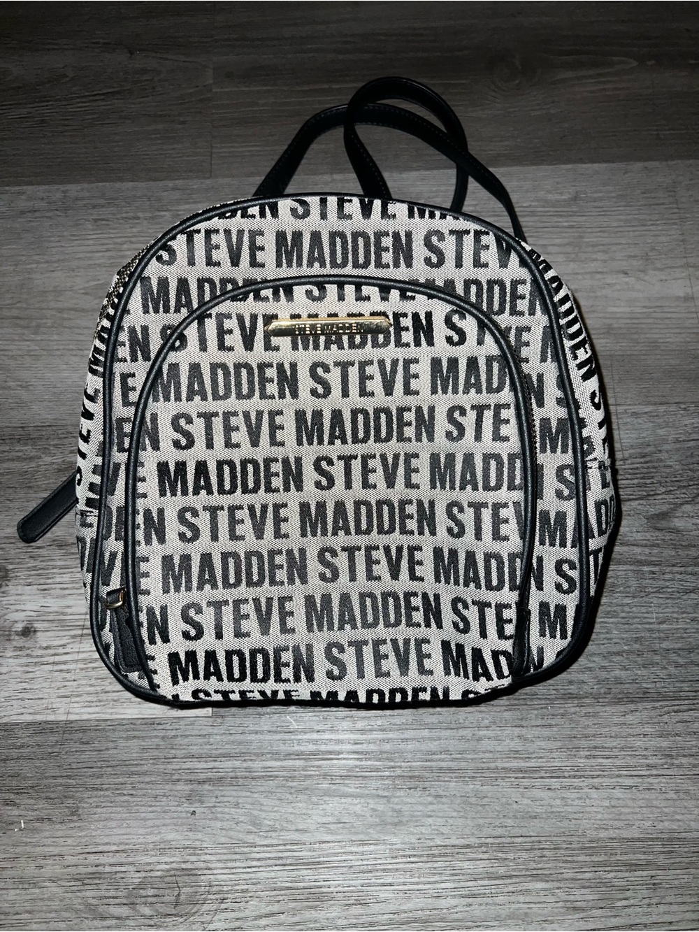 Steve Madden Canvas Black & White Logo Mini Backpack